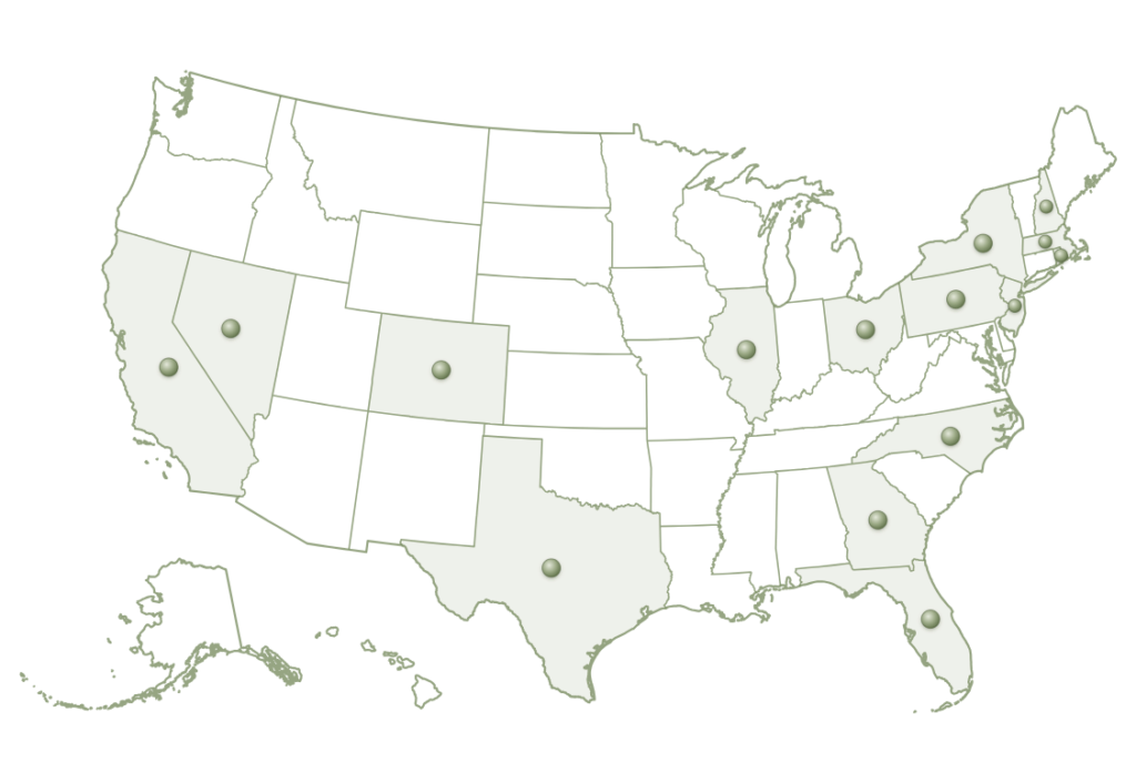 Map of Clear Height Advisors' active U.S. markets
